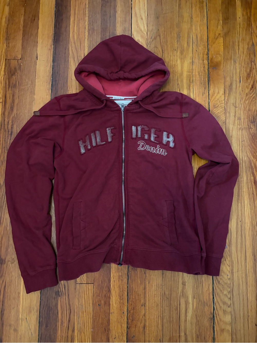 Tommy Hilfiger Maroon Zip-Up Hoodie